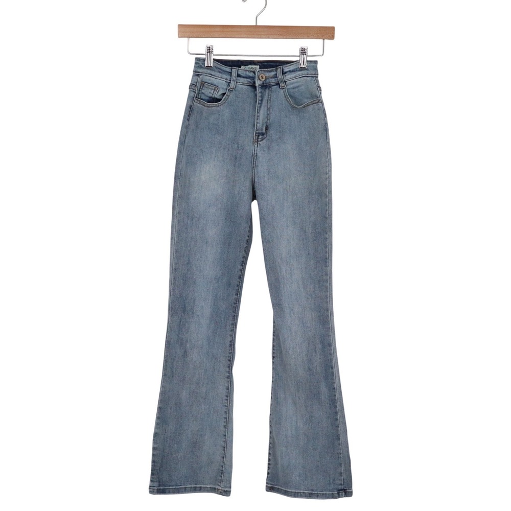 DQ Jeans Women's High Waisted Flare Leg Blue Denim Pants Size M Light Wash